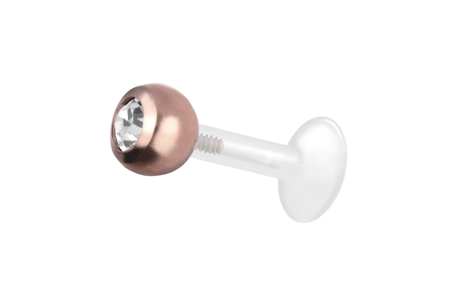 PTFE Labret Piercing mit Innengewinde + Titan-Aufsatz KRISTALL